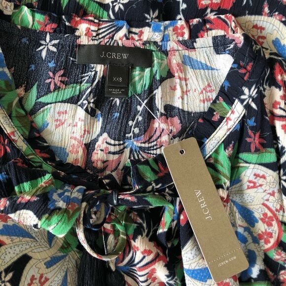 J. Crew Tropical Island Floral Drapey Tie Front Tank Top NWT - Picture 10 of 12
